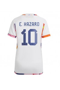 Belgia Eden Hazard #10 Jalkapallovaatteet Naisten Vieraspaita MM-kisat 2022 Lyhythihainen